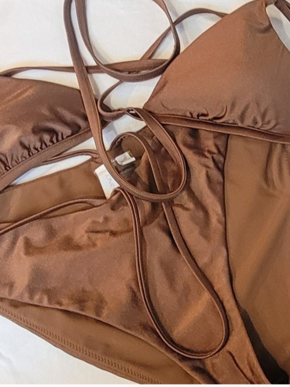 Jonathan Simkhai Chocolate Brown Strappy Tie-Back Bikini - Picture 3 of 6
